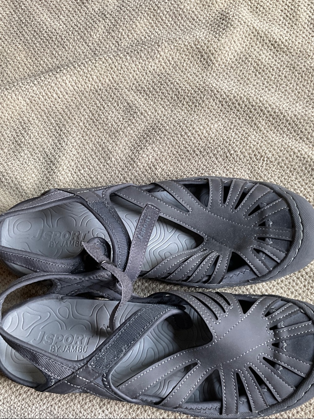 Jambu Women's Charcoal Grey Cutout Sport Sandals